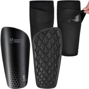 lot 6412 image: Soccer Shin Guards for Kids incl. Sleeves with Optimized Insert Pocket - Protective Soccer Equipment for Boys Girls Children (Black S)