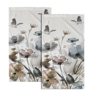 lot 6445 image: Grey Floral Hand Towels Boho Botanical Fingertip Towels Set of 2 Soft Guest Face Towel Bathroom Decorations Thin Kitchen Tea Dish Towels