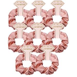 lot 6463 image: 8pcs Satin Bridesmaid Proposal Gifts Hair Ties Hair Scrunchies Bachelorette Party Favors Satin Bridesmaid Gift for Wedding Parties (Rose gold)