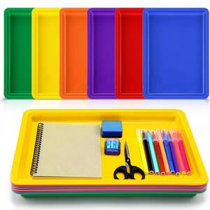 lot 7244 image: Mifoci 6 Pack Large Plastic Art Trays 16x12x1 Inch Stackable Kids Activity Craft Trays Sensory Serving Organizer for School Classroom DIY Project Jewelry Sorting Sand Painting Supplies,6 Color