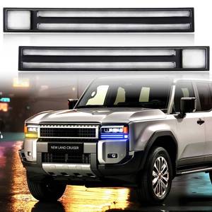 lot 7254 image: KeeForthewin LED Daytime Running Light fit for 2024 2025 Toyota Land Cruiser LC250 Fog Light Accessories with White LED DRL - Amber Sequential Turn Signal-Blue Light (Under the Square Headlights) - Retail $123.49