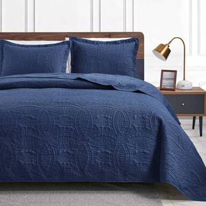 lot 7260 image: Loves cabin California King Size Quilt Bedding Set Navy Bedspreads - Cal King Summer Quilt Lightweight Bedspread- Coin Pattern Coverlet for All Season - 3 Piece (1 Quilt, 2 Pillow Shams)