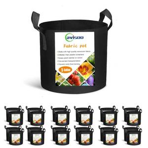 lot 7264 image: Cavisoo 24-Pack 5 Gallon Grow Bags, Heavy Duty Thickened Non-Woven Plant Fabric Pots with Reinforced Handles
