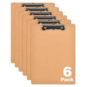 lot 7269 image: Happyhapi Clipboards 5 Pack 9 x 12.5 Clipboards Bulk, Wooden Hardboard Clipboards with Low Profile Clip, Clip Boards Pack for A4 Sheet(8.5x11) Office Home Classroom