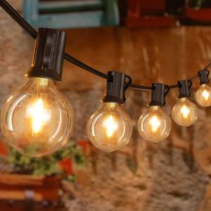 lot 7270 image: Ollny 50FT Outdoor String Lights, Waterproof Connectable Shatterproof Outside Light with 25 Edison  2 Spare LED Bulbs Plug in, Patio Lights for Indoor Balcony Porch Camping Deck