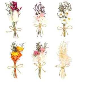 lot 7271 image: Chenkaiyang 6Pcs Mini Dried Flowers Bouquet, Mixed Natural Dried Flowers Gypsophila Bouquets Boutonniere Table Centerpieces Birthday Cake Flowers for DIY Crafts with 3 Flower Stickers 10m Hemp Rope