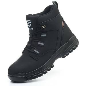 lot 7279 image: COOU Steel Toe Work Boots for Men Slip Resistant Puncture-Resistant Lightweight Safety Shoes Industrial & Construction Work Boots Black
