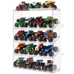 lot 7287 image: Assembly Monster Trucks Display Case Holding for 20 Monster Trucks Acrylic Storage Case 5 Tiers Monster Trucks Organizer with Tilted Design, Display Case for Toy Trucks (Transparent)