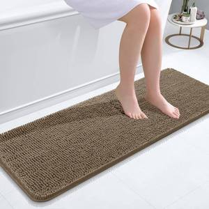 lot 7292 image: OLANLY Bathroom Rugs 47x17, Extra Soft Absorbent Chenille Bath Rugs, Rubber Backing Quick Dry, Machine Washable Bath Mats for Bathroom Floor, Tub and Shower, Home Decor Accessories, Tan