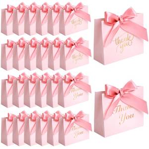 lot 8233 image: VGOODALL 24PCS Thank You Gift Bags, 4.5x3.9x1.8Inches Mini Party Favor Bags Pink Treat Boxes with Bow Ribbon for Wedding Bridal Baby Shower Birthday Party