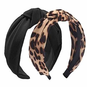 lot 8240 image: Etercycle 7pcs Headbands for Women, Bow Knotted Wide Headband, Yoga Hair Band Fashion Elastic Hair Accessories for Women (Black, Leopard)