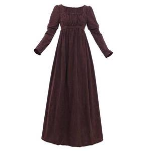 lot 8243 image: 1791s lady Regency Dress Jane Austen Vintage Dress High Waistline Tea Gown XL,Brown
