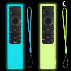lot 8250 image: 2 Pack Remote Cover for Samsung Smart TV, Silicone Protective Case for Samsung Solar Cell Remote 2021 2022 BN59-01357 BN59-01385 BN59-01265A Anti-Slip Remote Case Glow in Dark (Glow Green Glow Blue)
