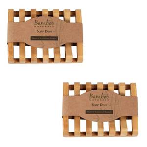 lot 8267 image: Bamboo Naturals Bar Soap Dish for Sink or Shower, Odor Resistant Tray, Sustainable Bamboo Wood Holder, Great for Bathrooms and Kitchens, 2 Pack