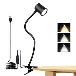 lot 8274 image: 3 Modes & 10 Brightness Clip-on Reading Light - Desk Lamp with 360 Gooseneck & Memory Function for Bed, Books & Headboard