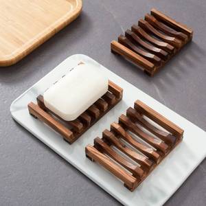 lot 8275 image: Wooden Soap Dish for Shower,Set of 3,Self Draining Bar Holder for Bathroom, Soap Saver Tray Soap Stand for Homemade Soap, Vowupt