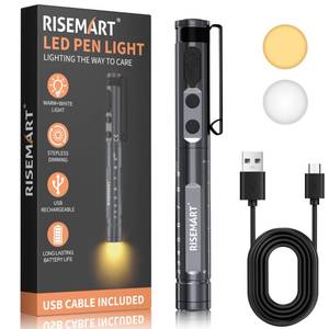 lot 8278 image: RISEMART Pen Light for Nurse, Rechargeable LED Medical PenLight, WarmCool White & Stepless Dimming, Portable Medical PenLight for Nurse, Doctor, First Aid, EMT, Nursing,Nursing Student (Black)