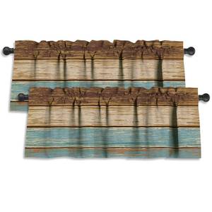 lot 8283 image: LALILO Wood Texture Kitchen Curtains Abstract Art Valances for Windows Blackout Window Treatment Valances Rod Pocket Curtain Valance for Bathroom Bedroom Living Room Cafe,52 X 18 Inch,2 Panel