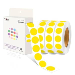 lot 8284 image: PARLAIM 12 Inch Round Permanent Adhesive Color-Code Dot Stickers,4000 Stickers Roll dots Label Dispenser Box Yellow Circle Stickers Labels (Yellow)