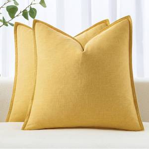 lot 8287 image: MIULEE Decorative Linen Pillow Covers 20x20 Inch Yellow ��Boho Farmhouse�� ��Neutral Couch Throw Pillows for Bed Pack of 2 Accent Outdoor Pillowcase Modern Sofa Cushion Livingroom Home Decor