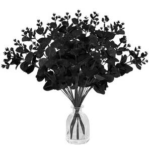 lot 8315 image: Niurewan 10 Pcs Black Artificial Eucalyptus Stems,14 Faux Eucalyptus Leaves Branches Bouquet,Black Silk Flowers for Home Halloween,Flower Arrangement DIY,Farmhouse Decor