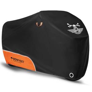 lot 8338 image: ROWYEET Motorcycle Cover Waterproof Outdoor Storage with Lock-Holes, Zipper Storage Bag & Night Reflective Design, All Season Protection Powersports Vehicle Covers Fits up to 96.5 Motorcycles