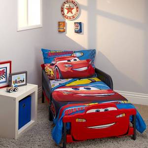 lot 9783 image: Disney Cars Rusteze Racing Team 4 Piece Toddler Bedding Set, BlueRedYellowWhite
