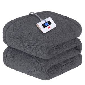 lot 9794 image: Sealy Electric Blanket Full Size, Soft Sherpa Heated Blanket Single Control with 10 Heating Levels & 1 to 12 Hours Auto-Off Settings Over-Heated Protection 80x84 Machine Washable, Dark Grey - Retail $96.86