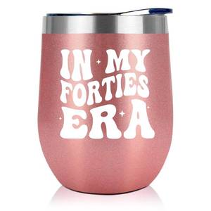 lot 12372 image: NewEleven 40th Birthday Gifts For Women - 40s Birthday Decorations For Women - 40 Year Old Gifts For Her, Sister, Mom, Daughter, Best Friend - In My Forties Era Wine Tumbler - 12 Oz Tumbler