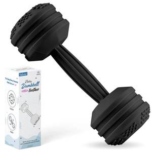 lot 12379 image: Baby Dumbbell Toy - Silicone Dumbbell Teether Toys Weight Rattle Sensory Toy for Babies - Great Gift for Baby and Toddler Girls or Boys (Black)