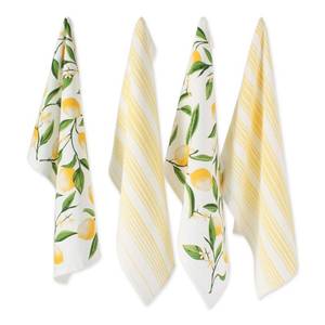 lot 12385 image: DII Lemon Bliss Kitchen Collection, Dishtowel Set, 4 Count
