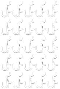 lot 12386 image: JSP Manufacturing Peg Board Non-Locking Plastic J Hook Style Hooks  Garage Tool Storage Craft Hooks Pegboard Asscessories (50, White)