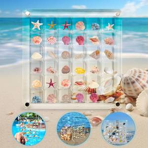 lot 12387 image: Artlunar 36 Grids Acrylic Display Box - Clear Shadow Box for Seashell, Rock, and Thimble Collection, Mini Trinket Shelf Organizer for Collectors