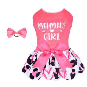 lot 12402 image: CuteBone Dog Dresses Velvet Mamas Girl Small Dogs Clothes Onesie Pet Apparel Girl Puppy Skirt with Bow Hair Rope CVA40XXS-D