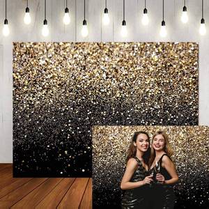 lot 12415 image: LTLYH 8X6ft Black and Gold Glitter Backdrop With Golden Spots for New Year Party Decor Photo Photography 129