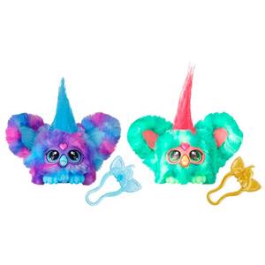 lot 12424 image: Furby Furblets 2-Pack, Mini Friends Luv-Lee & Mello-Nee, 45 Sounds Each, Music & Furbish Phrases, Electronic Plush Toys, RedGreen & PurpleBlue, Ages 6 (Amazon Exclusive)
