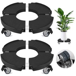 lot 15959 image: 2 Pack Plant Caddy Stands with 360° Wheels Adjustable 15-22 Inch Rolling Plant Stands Heavy Duty Large Plant Carts Dolly with Casters 440lbs Capacity for Large Planter, Garden Pot, Flower Pot, Black