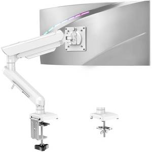 lot 15971 image: Single Monitor Mount for 13-32 inch Screen, Gas Spring Arm, Gaming & Home Office Use, VESA 75x75mm & 100x100mm, Freelift Pro White