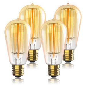 lot 16229 image: HUDSON BULB CO. Vintage Incandescent Edison Light Bulbs 60W (4 Pack) for Outdoor and Indoor- E26E27 Base 2100K Dimmable Decorative Antique Squirrel Filament Lightbulbs - ST58 Style Warm Light