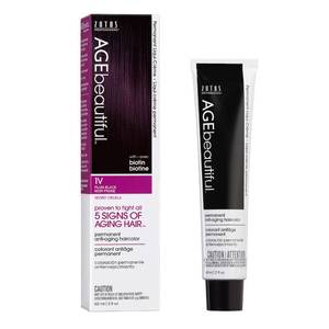 lot 16232 image: AGE beautiful Permanent Hair Color Dye Liqui Creme  100% Gray Coverage  Anti-Aging Haircolor  Biotin for Thicker, Fuller Hair  Professional Salon Coloring  1V Plum Black