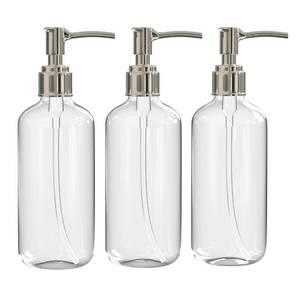 lot 16256 image: Clear Soap Dispenser with Rust Proof Pump, (3 Pack, 16 Oz) Plastic Hand Soap Bottles for Bathroom & Kitchen, Refillable for Liquid Dish Soaps, Hand Soaps & Lotion