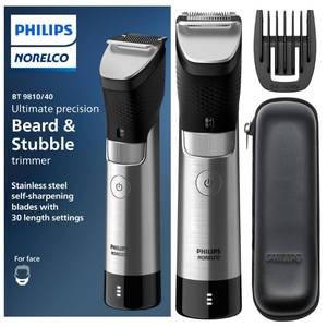 lot 16275 image: Philips Norelco Series 9000, Ultimate Precision Beard and Hair Trimmer with Beard Sense Technology for an Even Trim, BT981040 - Retail $91.26