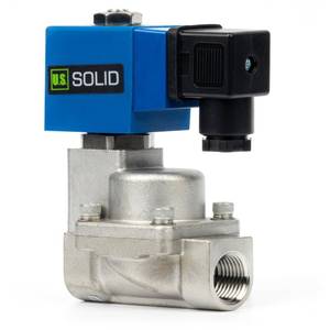 lot 16279 image: U.S. Solid High Pressure Solenoid Valve - 12 Inch 100 bar Stainless Steel 24V DC High Pressure High Temperature Resistance Electric Solenoid Valve, 100 bar, -76-248 - Retail $111.07