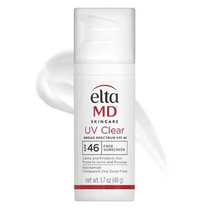 lot 16281 image: EltaMD UV Clear Face Sunscreen SPF 46, Oil Free for Face with Zinc Oxide, Dermatologist Recommended Sunscreen Lotion, For Acne-Prone Sensitive Skin, 1.7 oz Pump