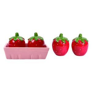 lot 16302 image: Transpac TS00169 Dolomite Salt and Pepper Shakers, Strawberries in Basket