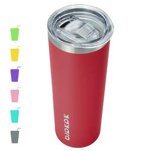 lot 16303 image: BJPKPK 20 oz Skinny Tumbler Stainless Steel Insulated Slim Straight Sublimation Coffee Tumblers Thermal Cup With Lid,Red