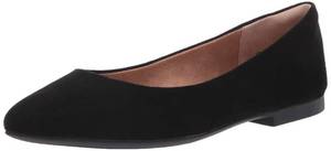 lot 16313 image: Amazon Essentials Womens Pointed-Toe Ballet Flat, Black Microsuede, 7