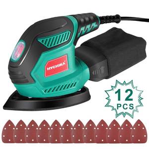 lot 16314 image: HYCHIKA Detail Sander, 14,000 OPM Compact Electric Sander Tool with 12 Pcs Sandpapers,Efficiency Dust Collection System,Suitable for Tight Spaces Sanding,Polishing,Removing Paint in Home Decoration