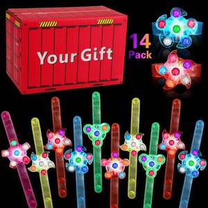 lot 16316 image: BSTDECOR 14 Pack LED Light Up Fidget Spinner Bracelets, Party Favors for Kids 4-8 8-12 Christmas Stocking Stuffers Glow in The Dark Party Supplies Birthday Xmas Gifts Goodie Bag Classroom Prizes