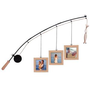 lot 16318 image: Meudid Fishing Picture Frame Wall Decor - Fishing Decorations with 3-Pack 4 x 4 Wood Frames Fishing Pole Picture Frame for Lake House Farmhouse